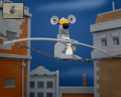 Fusión de Banksy y LEGO - Tightrope Rat